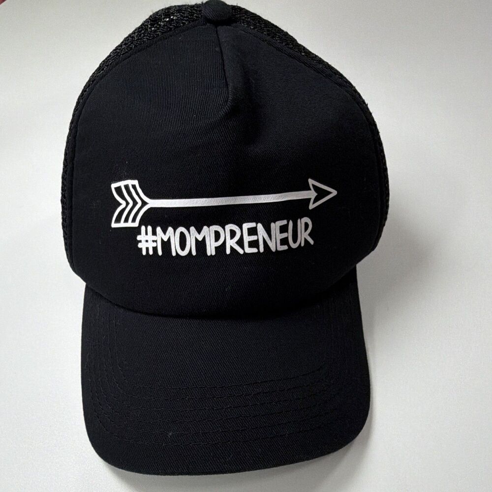 Big X Black Trucker Hat #MOMPRENEUR Arrow Design Mesh Back Adjustable One Size